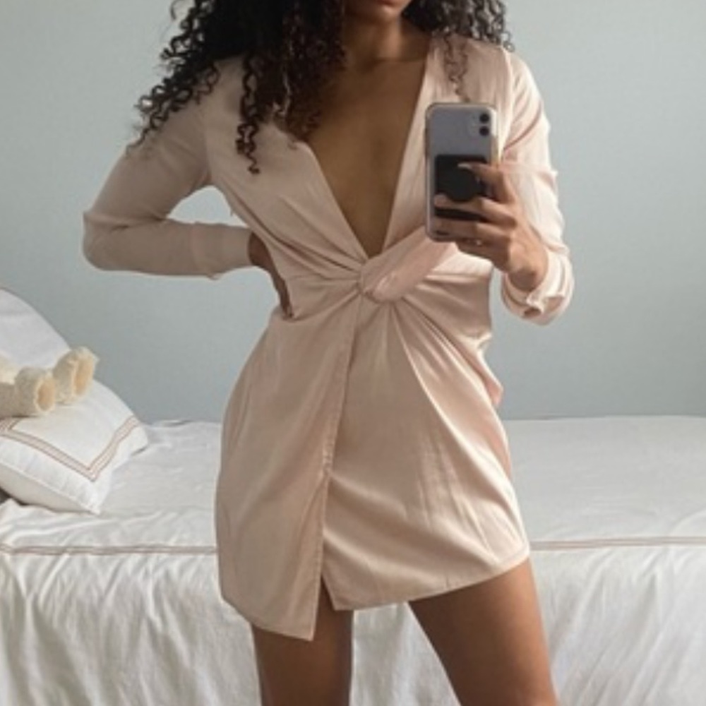 Fashionova Pink Long Sleeve Dress